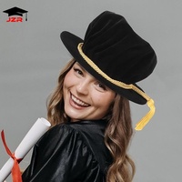 Bonnet de doctorat de luxe en velours noir avec cordon doré, style britannique Beefeater, vente en gros
