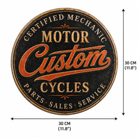 Plaque Métallique Ronde Vintage Personnalisée pour Moto, Décoration Murale Rustique pour Garage et Atelier de Mécanicien Certifié