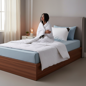 Couette simple en duvet d'oie Varol avec 1 oreiller en duvet d'oie, motif uni, pour usage domestique - Product Image 3