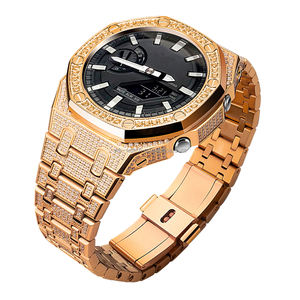 316L Acier Montre Ferme Chêne Pièces Modifiées Boîtier Bracelet Plein Diamant Métal Mod Kit pour Casiaok <span class=keywords><strong>G</strong></span> <span class=keywords><strong>Shock</strong></span> Ga2100 Ga2110 - Product Image 3