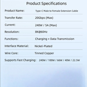 Adaptateur USB3.2 20 Gbps avec câble d'extension en alliage d'aluminium pour disque dur 8K, câbles de données haute vitesse - Product Image 2