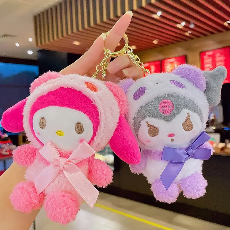 Wholesale Hot Sale Sanrios Plush Kuromi Keychain Stuffed Animals Toys Cartoon Cute Bag Pendant Plushies Key Chain Accessories