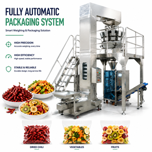 Machine <span class=keywords><strong>d</strong></span>'emballage automatique de légumes, fruits et piments séchés avec pesage, ligne de production en acier inoxydable - Product Image 1