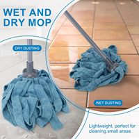 Tête de balai microfibre super absorbante légère avec manche en aluminium, personnalisable avec logo couleur, pour usage domestique