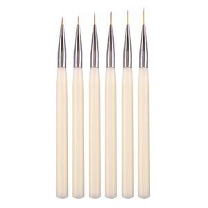 White 6pcs 5mm 7mm 9mm 11mm 13mm 15mm Nylon Gel Nail Art Liner Brush <b>Set</b> Salon Artist <b>Paint</b> Manicure Nail Supplies Tools - Product Image 1