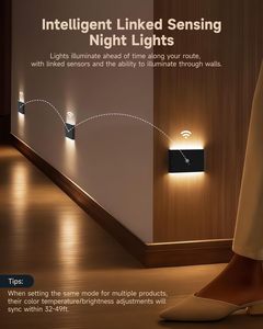 Lampe murale à <span class=keywords><strong>d</strong></span>étecteur de mouvement Sunaluna, lumière <span class=keywords><strong>d</strong></span>'<span class=keywords><strong>escalier</strong></span>, montage magnétique noir, rechargeable, à intensité variable, veilleuses pour couloir, <span class=keywords><strong>escalier</strong></span> - Product Image 4