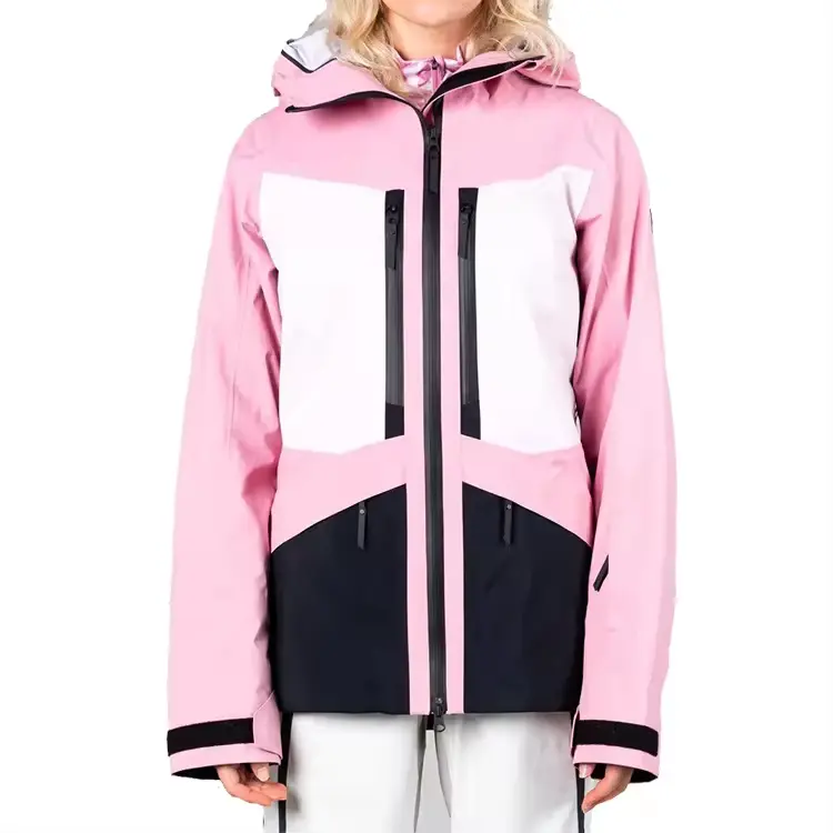 Branded Customized fashionable waterproof pink ski snow jacket overall ski suit women