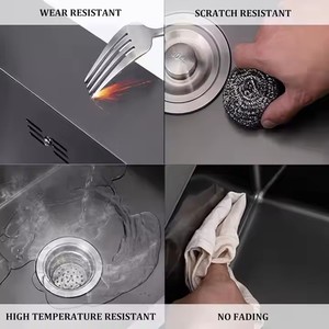 Lavello da cucina multifunzione Topmount Nano Black con sciacquabicchieri a scomparsa, lavabo da incasso in acciaio inossidabile - Product Image 6