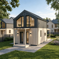 Casa Modular Prefabricada de Dos Pisos, Semi-Detachada, con Techo a Dos Aguas, Tipo Villa Familiar de Acero Ligero para Desarrollo de Viviendas Residenciales