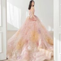 Nouvelle Robe de Mariée NDB11031 Haut de Gamme Luxe Léger avec Décolleté Tube et Traîne, Idéale pour les Performances et les Séances Photo en Voyage