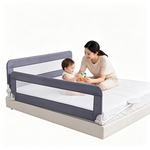 Barandilla de <span class=keywords><strong>Seguridad</strong></span> Plegable y Resistente para <span class=keywords><strong>Cama</strong></span> de Bebé, con Material de Poliéster para Niños, Color Rojo - Product Image 3