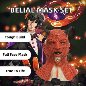 หน้ากากปีศาจเบียลลาเท็กซ์แบบใหม่ ระบายอากาศได้ดี ทันสมัย สำหรับคอสเพลย์ หน้ากากเต็มหน้า พร้อมถุงมือ ชุดสองชิ้น อุปกรณ์ประกอบฉากสำหรับงานปาร์ตี้ฮาโลวีน - Product Image 2