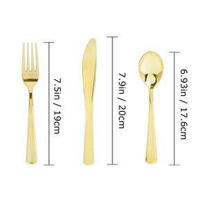 Monouso placcato oro placcato coltello forchetta vestito bistecca ristorante Business festa del commercio estero cena all'aperto - Product Image 1