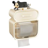 Porte-papier toilette pratique, moderne, minimaliste, sans perçage, en plastique imperméable, avec étagère de rangement extractible pour bureau et salle de bain