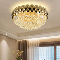 Lustre Moderne de Luxe en Cristal Doré, Plafonnier Rond à Niveaux pour Salon, Chambre, Villa, Salle à Manger