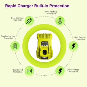 <span class=keywords><strong>Chargeur</strong></span> rapide double chimie P117 pour batteries <span class=keywords><strong>Ryobi</strong></span> 12V-18V Lithium NiCad NiMh, compatible avec <span class=keywords><strong>Ryobi</strong></span> 18-Volt <span class=keywords><strong>One</strong></span>+ P100 P108 P107 P190 - Product Image 5