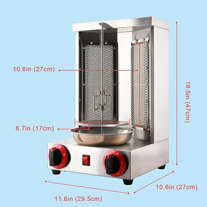 Machine à shawarma professionnelle OT25, adaptée pour la cuisson verticale de kebab doner, avec 2 brûleurs - Product Image 3