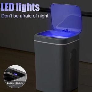 Poubelle intelligente 16L avec capteur automatique, poubelle sans contact étanche avec lumière LED pour cuisine et salle de bain - Product Image 1