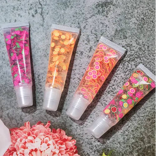 Fábrica venda direta frutas fatias decoração duradoura hidratante hidratante lip gloss