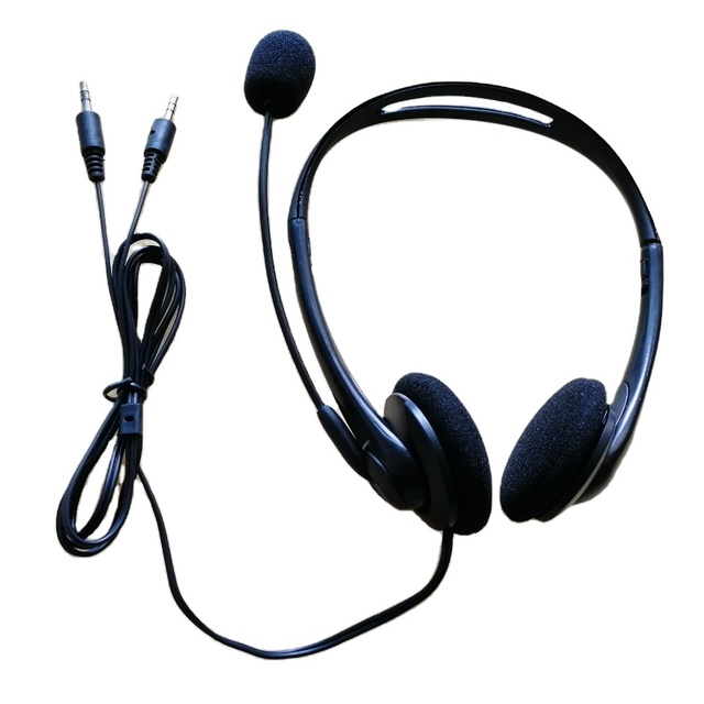 Bulk Wholesale Multimedia Wired Headset 3.5mm or USB Connection On-ear Earphones for Conference/airline/tour/hospital Use