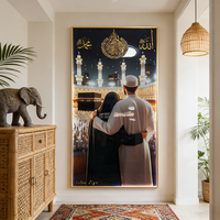 Peinture LED en porcelaine de cristal imprimée HD, décorative, paysage islamique, couple, pour la maison et le bureau, vente en gros