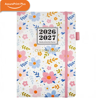 Organisateur/Agenda hebdomadaire et mensuel en cuir PU A5 à couverture rigide, papier épais 100g, avec élastique, personnalisable pour le bureau