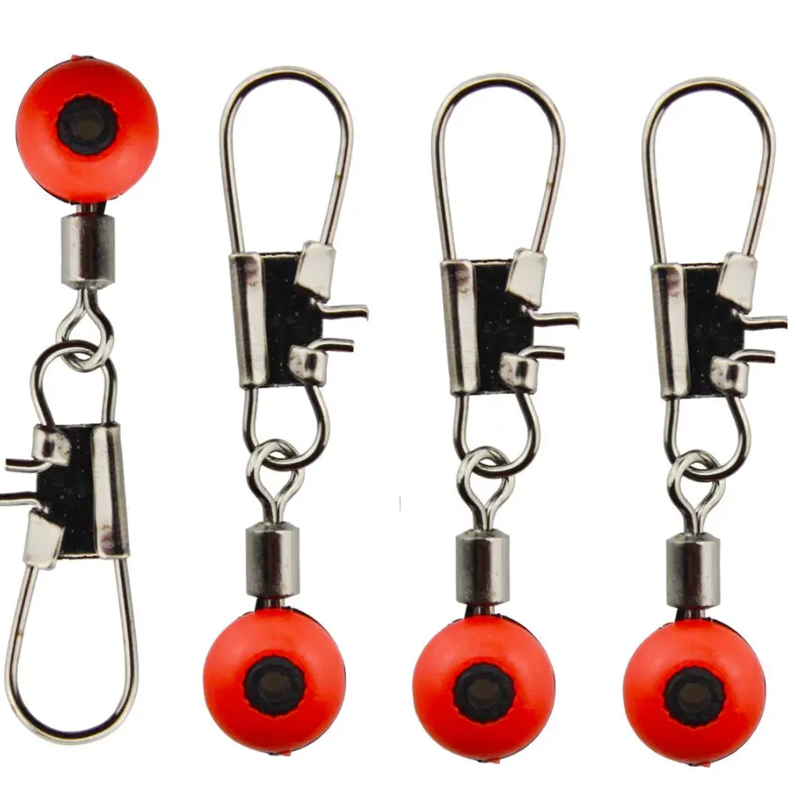 Red/ Black Barrel Swivel Fishing Line Sinker Slides with Interlock Snap