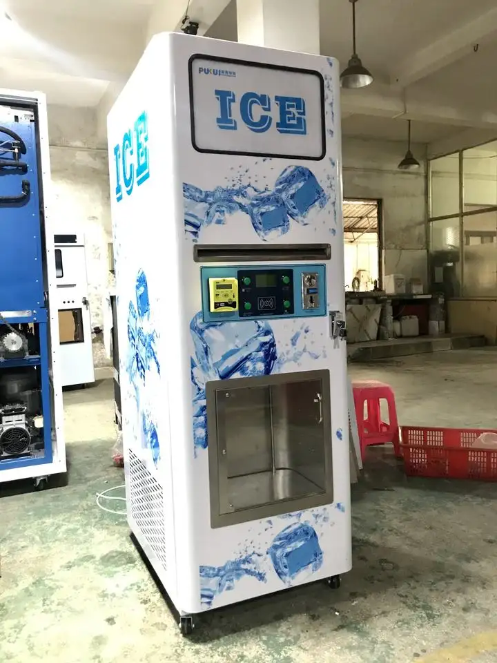Ice bagging vending machine with payment system work in coin and note /ice vending CE 