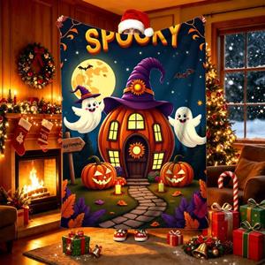Halloween <b>Pumpkin</b> Ghost Witch Flannel <b>Blanket</b> Throw <b>Blanket</b> Nap <b>Blanket</b> Spooky Halloween Decor Machine Washable Fade Resistant - Product Image 5