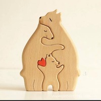 WanuoCraft DIY Art Déco Famille d'ours Puzzle en bois Sculpture Décoration d'intérieur Cadeau pour Anniversaire Fête des Mères et Noël des Pères