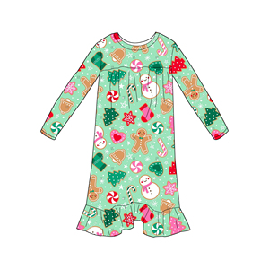 Popolare Vestito Autunnale a Maniche Lunghe per Bambine, <span class=keywords><strong>Pigiama</strong></span> Personalizzabile con Stampa per Bambine, Abbigliamento Quotidiano in Morbido Tessuto di Bambù - Product Image 2