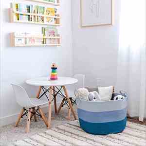 Large Woven <b>Storage</b> <b>Basket</b> for Blankets and Toys 20" X 13" <b>Soft</b> Round Rope Laundry <b>Basket</b> with Handles - Product Image 6