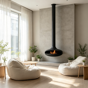 <span class=keywords><strong>Chimenea</strong></span> de <span class=keywords><strong>Bioetanol</strong></span> Colgante Suspendida, <span class=keywords><strong>Chimenea</strong></span> de Alcohol Montada en el <span class=keywords><strong>Techo</strong></span>, Calentador de Fuego Real sin Ventilación para Sala de Estar y Hotel - Product Image 5