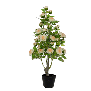 Plastic Champagne <b>Artificial</b> Rose <b>Tree</b>, Faux Floral <b>Tree</b> for Wedding Hotel Mall Decoration - Product Image 1