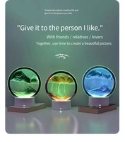 Lampe de bureau LED en verre au design original, sablier rotatif, peinture de sable mouvant 3D, rechargeable par USB, intensité réglable, pour chambre à coucher
