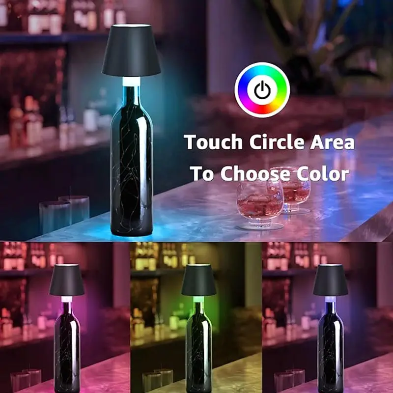 LED หรี่แสงได้สัมผัส RGB โคมไฟขวดแบบชาร์จไฟได้บาร์ร้านอาหารโคมไฟตั้งโต๊ะ LED โคมไฟตั้งโต๊ะข้างเตียงกลางคืน