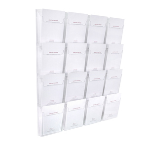 16 Section Wall-mounted Acrylic Leaflet Holder Indoor Flyers Brochures Display Stand