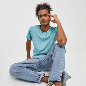 T-shirt casual da uomo Imperio Shop, tinta unita, colore toast lavato, taglia S, con bordo arrotolato, design semplice, vestibilità regular, manica corta - Product Image 1