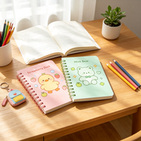 A6 Niedliches Tier-Spiralnotizbuch 60 Blatt 80g/m² Liniert PP-Einband Notizblock Abreißbare Seiten Kawaii Schreibwaren Kindergeschenk Großhandel
