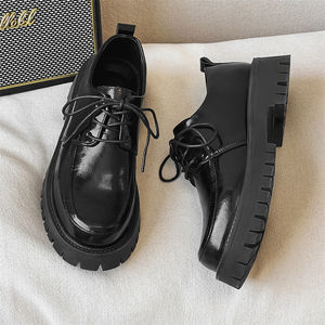 Chaussures habillées pour homme de style britannique à semelle épaisse, à lacets robustes, en cuir brillant, pour le bureau - Product Image 3