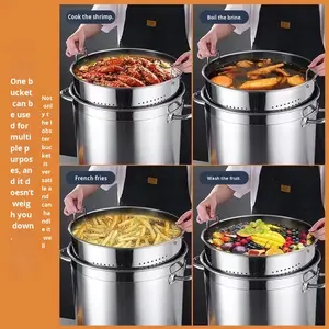 Marmite à fruits de mer en acier inoxydable au design moderne et simple avec panier, marmite à bouillon, friteuse à dinde, marmite à crabe et homard, origine Chaozhou - Product Image 2