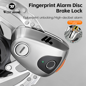 Kunci Rem Cakram Sepeda Motor Listrik WEST BIKING 130DB <span class=keywords><strong>Alarm</strong></span> Sepeda Kunci Rem Cakram dengan Sidik Jari dan Bluetooth - Product Image 1