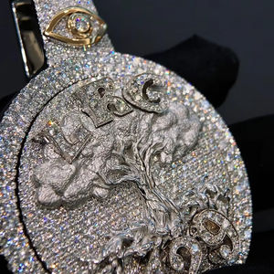 Chaîne Hip Hop personnalisée en or 10K-24K CVD pour hommes avec diamants naturels et de laboratoire + pendentif rotatif pande Pande Tu 3D - Product Image 2