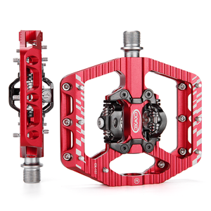 Pédales de vélo de montagne ultralégères antidérapantes à double verrouillage en alliage d'aluminium, plateforme plate scellée à 3 roulements pour VTT - Product Image 3