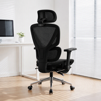 Fauteuil de bureau moderne de style nouveau avec support lombaire ergonomique réglable, repose-pieds en maille à motif poisson, accoudoirs et fonction pivotante