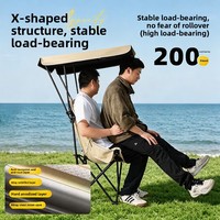 Chaise pliante à 2 ventilateurs à énergie solaire, chaise de camping, de pêche ou de plage portable avec cadre en acier et tissu Oxford pour l'extérieur
