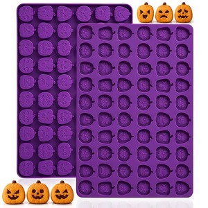 Molde de Silicona para Chocolate con Forma de Calabaza de Halloween, Bandeja para Hornear Dulces, Fondant y Gomitas, Reutilizable, Seguro para Contacto con Alimentos - Product Image 1
