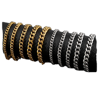 Bracelet unisexe en acier inoxydable plaqué or 18 carats, maillons cubains, étanche, style hip-hop, accessoire de poignet tendance, idéal pour un anniversaire