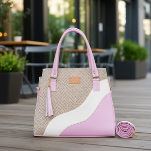 Bolso de Yute Fana Harlow Lila para Mujer Tote de Polialgodón Duradero y Ecológico con Estampado de Leopardo y Letras por Transferencia de Calor Tamaño Mediano - Product Image 2