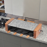 Gril électrique à raclette en fer durable pour 8 personnes, plaque amovible antiadhésive, contrôle de température réglable, poignée en bois, idéal pour l'extérieur et les hôtels